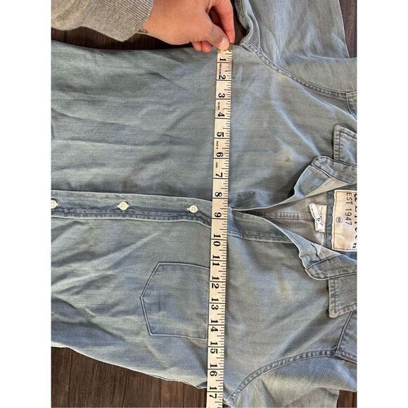 Frank & Eileen Barry Woven Cotton Button-Up Chambray Shirt Light Blue Sz XXS - Picture 16 of 16